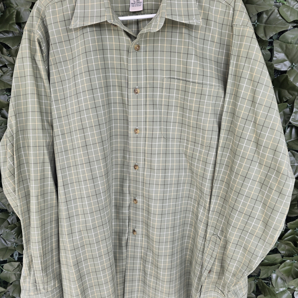 L.L. Bean Men's Light Green Plaid Button-Down Shirt